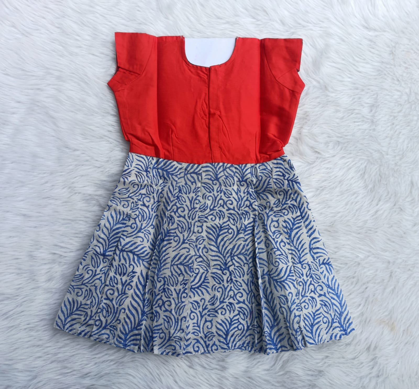 pink with Blue Stone worked Fancy pattu Frock ( 1 to 2 yr ) - Image 2