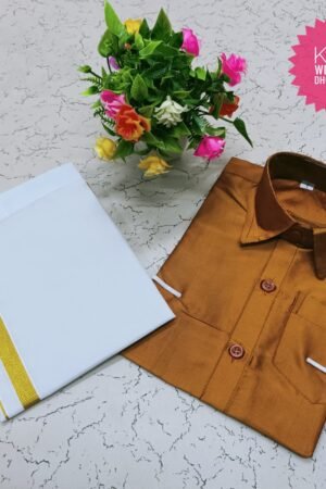Golden Brown Pattu shirt and Dhoti ( 2 to 3 year )