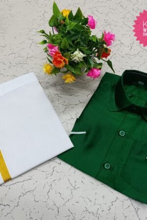 Green Pattu shirt and Dhoti ( 2 to 3 year )
