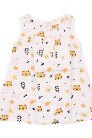 Tiger Print Muslin frill frocks ( 1 to 2 year )