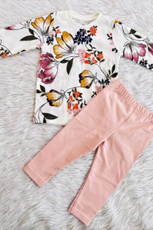 White With Flower Print Pyjama ( 12 to 18 months )