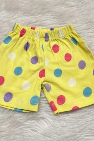 Yellow with round print shorts ( 0 to 3 months )