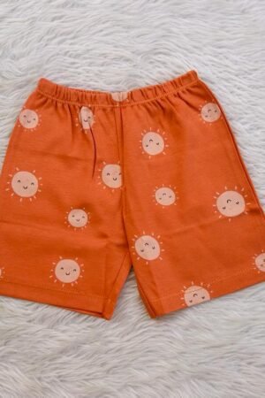 Orange sun print shorts ( 0 to 6 months )