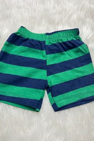 Green with Navy blue stripped shorts ( 0 to 3 months )