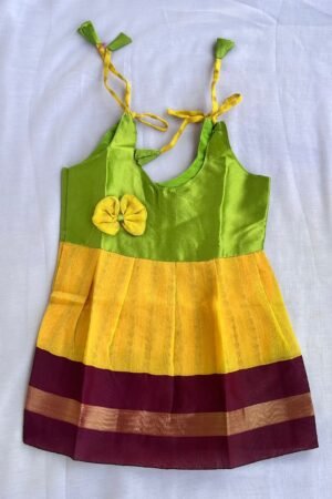 Triple Shade Knot pattu Frock ( 0 to 6 months )