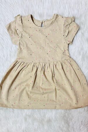 Brown with dotted print cotton frock