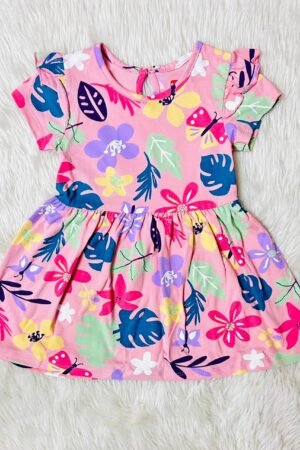 Pink floral Cottom frock