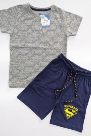 Grey with navy blue t shirt and shorts set ( 3 to 4 year )