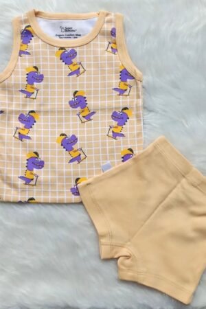 Crocodile print sleeveless t shirt and shorts set