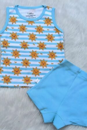 Sun print Sleeveless t shirt set