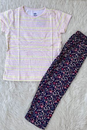 Yellow with Pink stripped Pyjamas (5 to 6 year )