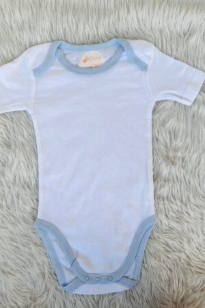 Plain White with blue romper ( 12 to 18 months )