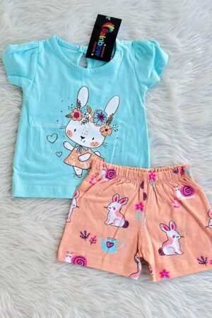 Rabbit print Girls t shirt set