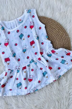 Icecream Print Muslin frocks ( 6 to 12 months )