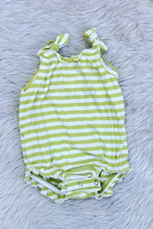 Green striped print Romper