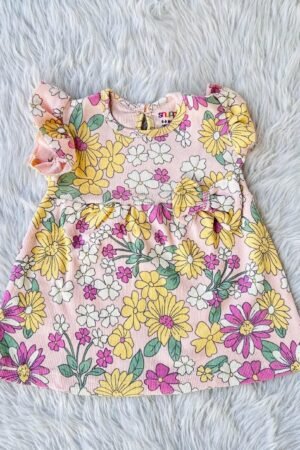 Pink floral print frock