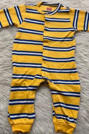 Yellow with blue stripped  jumpsuit ( 0 to 3 months )