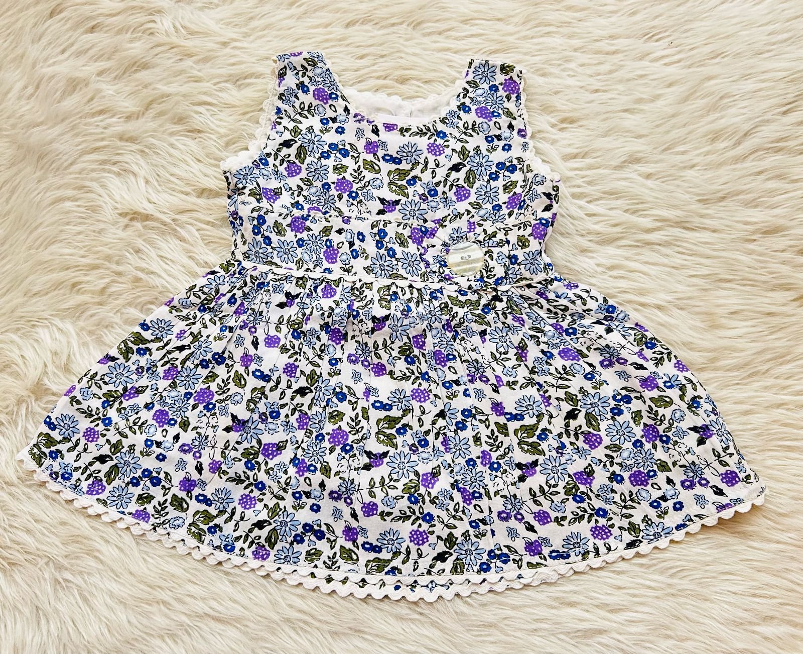 Blue garden cotton frocks ( 0 to 6 months )