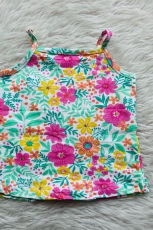 Pink floral sleeveless t shirt ( 3 to 6 months )