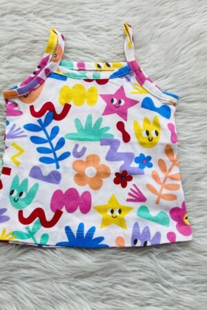 Colorful star print sleeveless t shirt