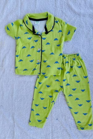 Green dinosaur print pyjamas