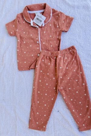 Orange heart  print pyjamas