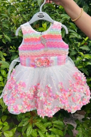 Pink flora partywear frock