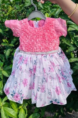 Pink party wear frock