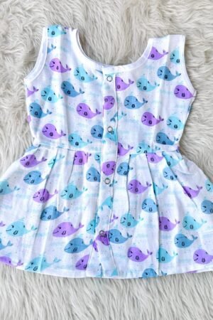 Whale print muslin frock ( 6 to 9 months )