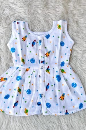Space print muslin frock ( 3 to 6  months )