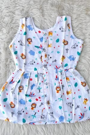 Forest theme  muslin frock (18 to 24 months )