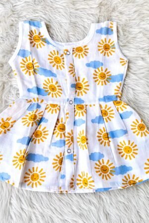 Sunny print muslin frock ( 0 to 3 months )